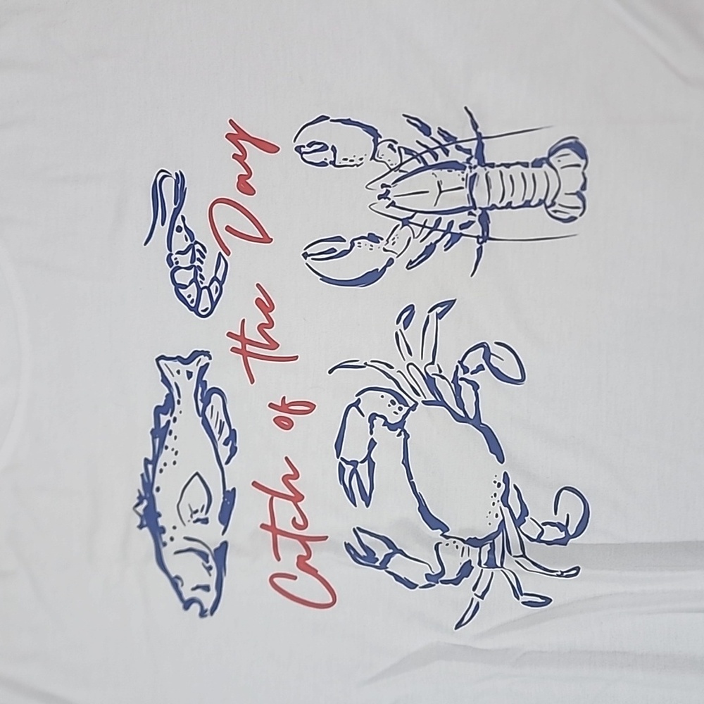 NWOT Catch Of The Day Graphic Womens Short Sleeve Tee Shirt Sz Small - Picture 2 of 6